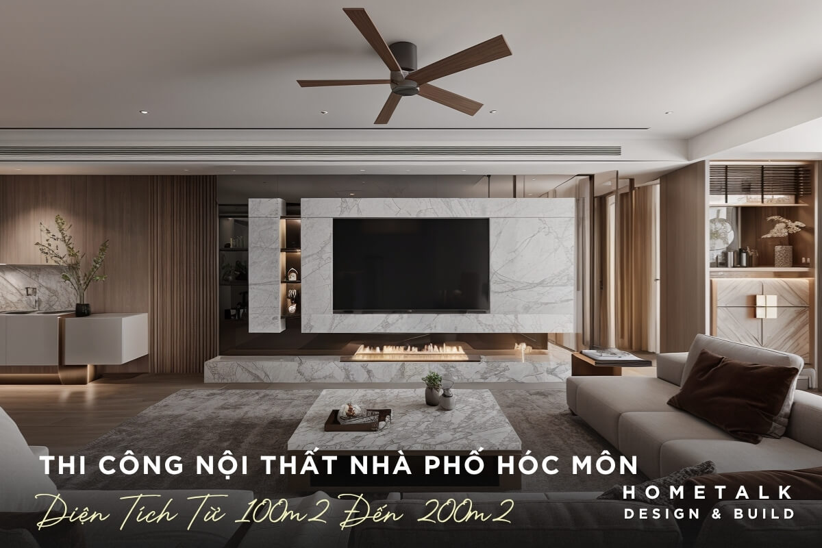 Phong khach rong nha pho Hoc Mon dien tich 100 - 200m2 su dung tuong op da marble lon