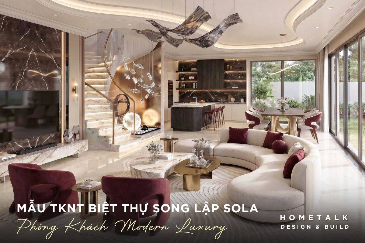 phong khach su dung mau kem ket hop sofa bo cong tinh te cung diem nhan mau do