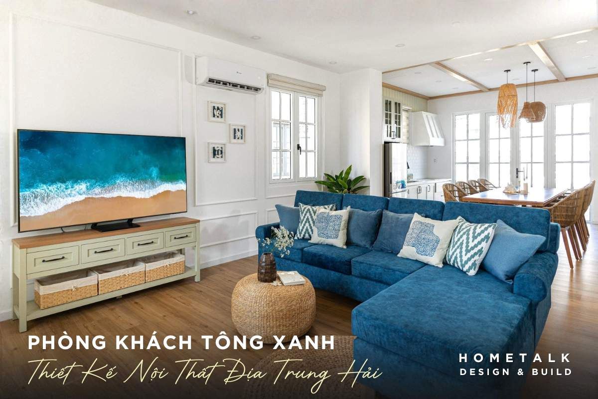 phong khach tong xanh nhe nhang la mau thiet ke noi that biet thu dia trung hai tinh te