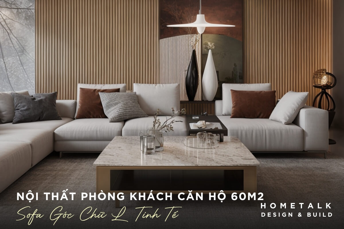 Phong khach voi sofa goc hinh chu L mau be nhat co thiet ke hien dai tao cam giac sang trong, am cung va day du tien nghi