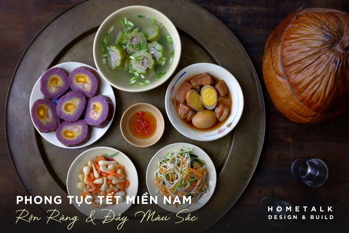 phong khoang va ruc ro voi hoa mai banh tet va phong tuc li xi tai mien nam