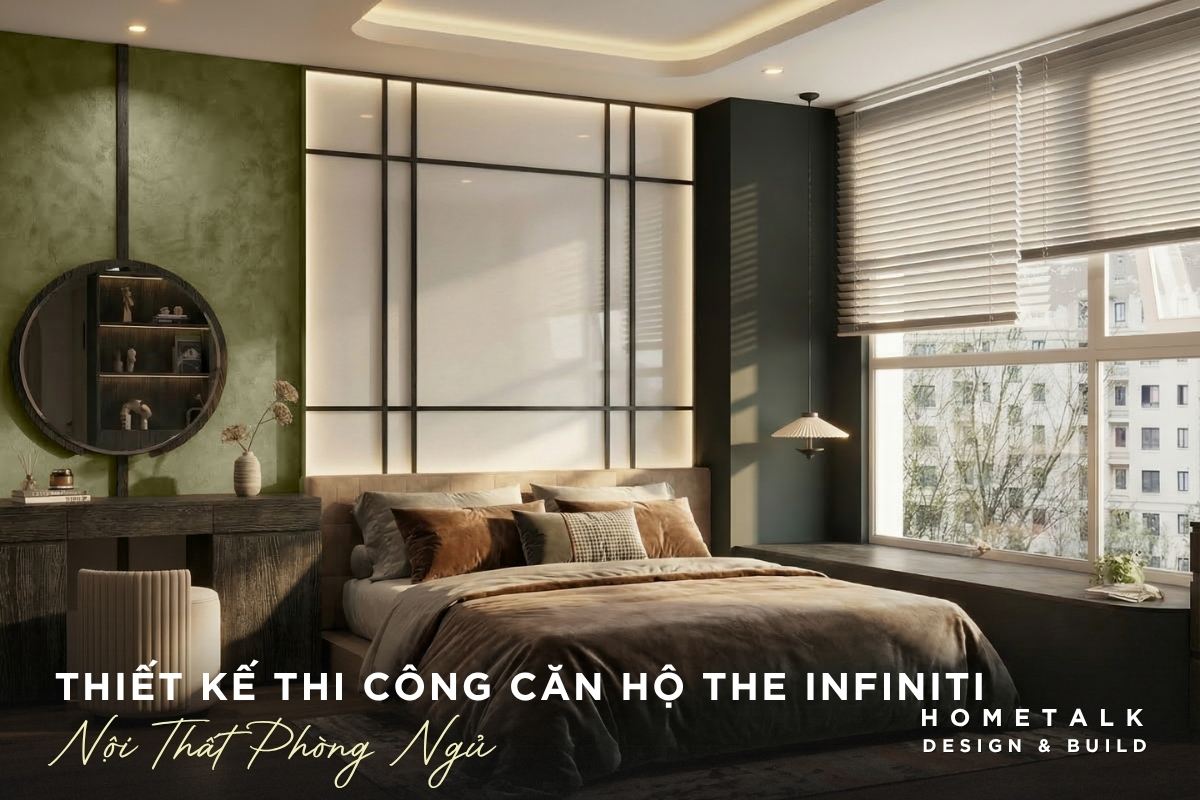 Thiết kế thi công phòng ngủ căn hộ The Infiniti phong ngu can ho the infiniti duoc chia thanh phong master va phong phu voi cach bo tri khac nhau