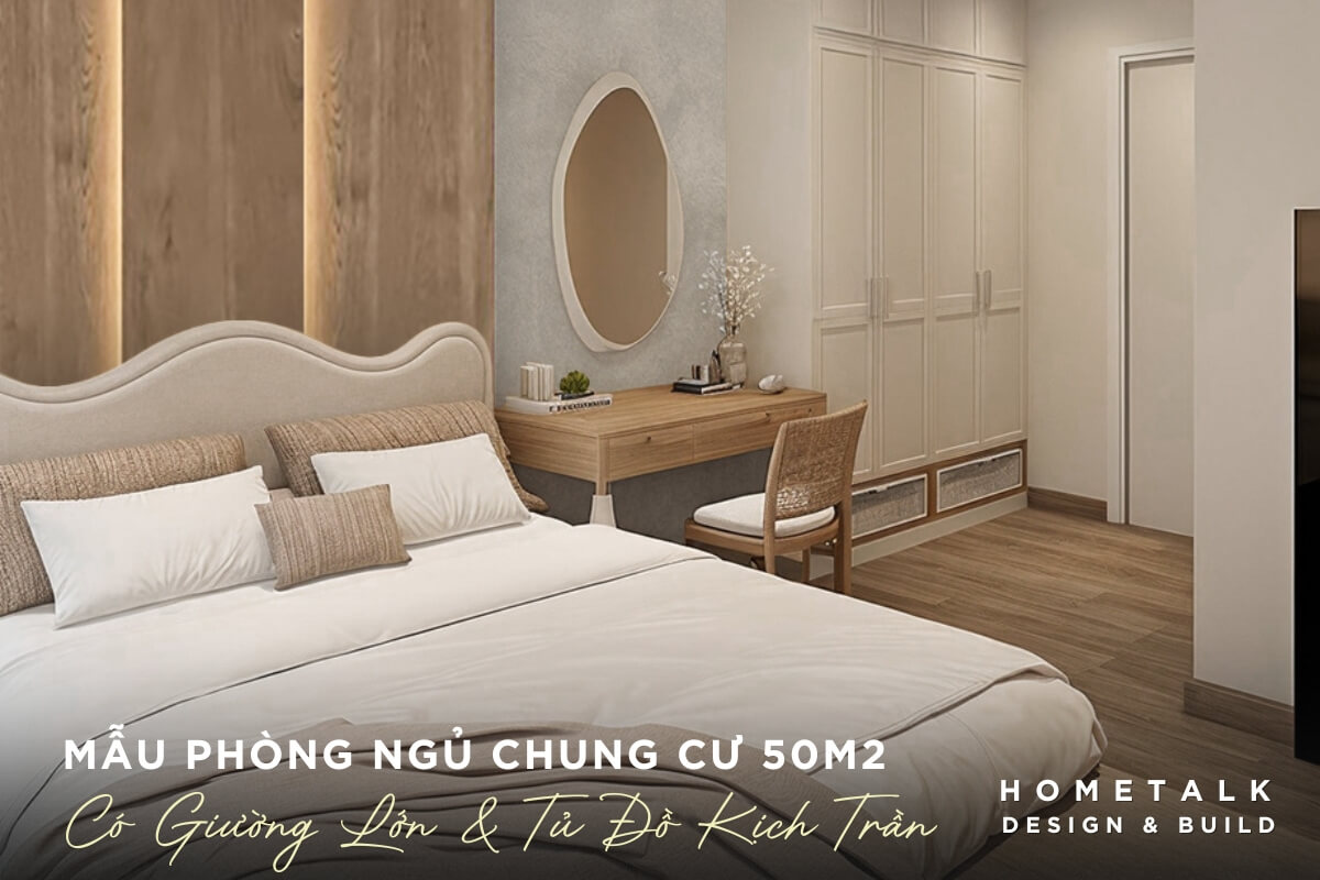 phong ngu co giuong lon va tu do kịch tràn duoc thiet ke gon gang tao cam giac ngan nap cho chung cu 50m2 binh chanh