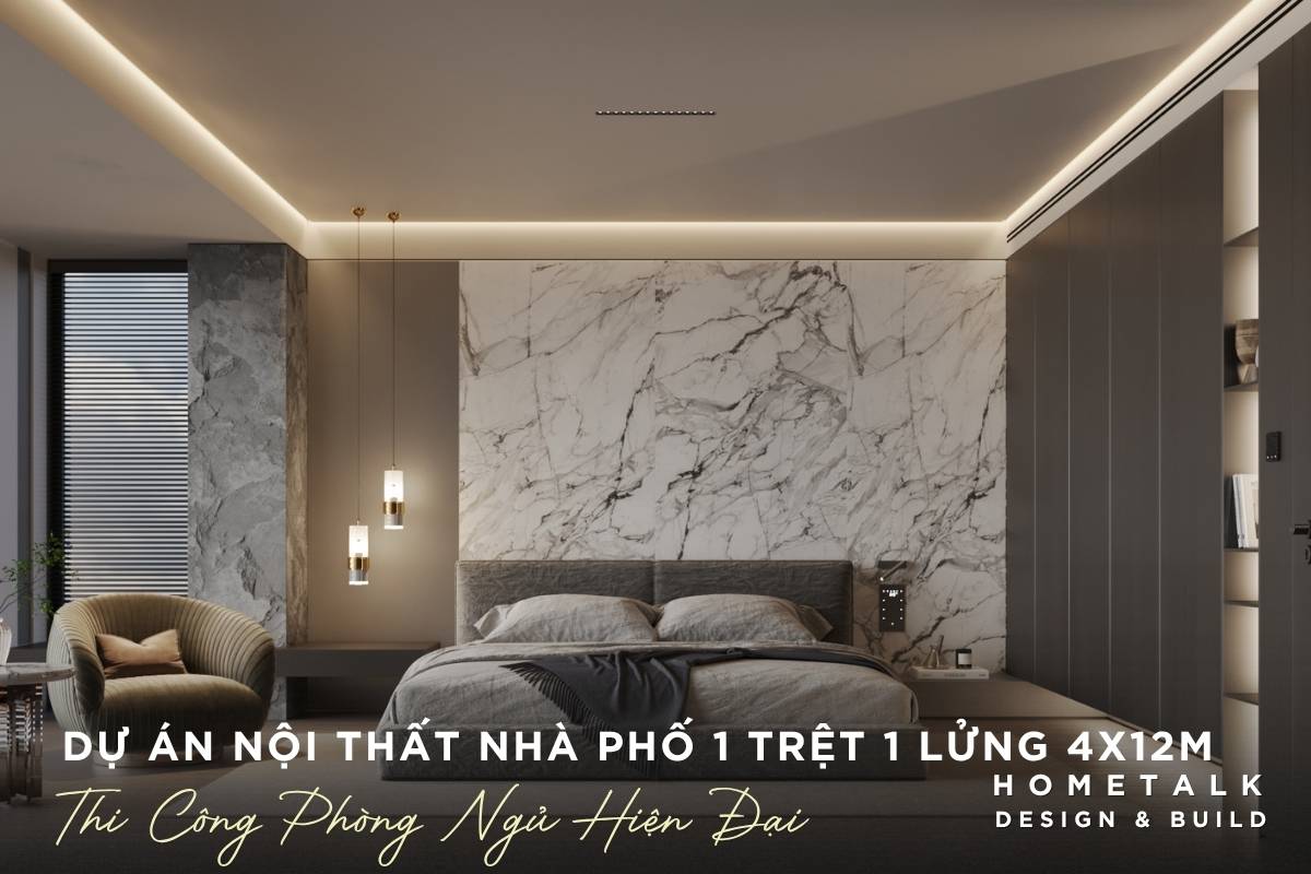 phong ngu hien dai nha pho 1 tret 1 lung thong minh tone xam trung tinh ket hop he tu am tuong