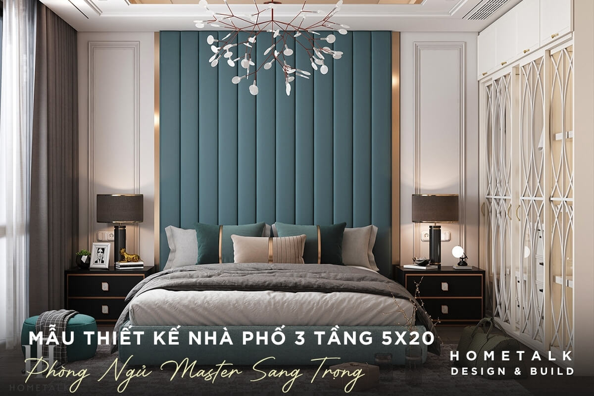 Phong ngu master sang trong va hien dai rong rai, sang sua voi tran nha cao va he thong chieu sang duoc thiet ke cong phu