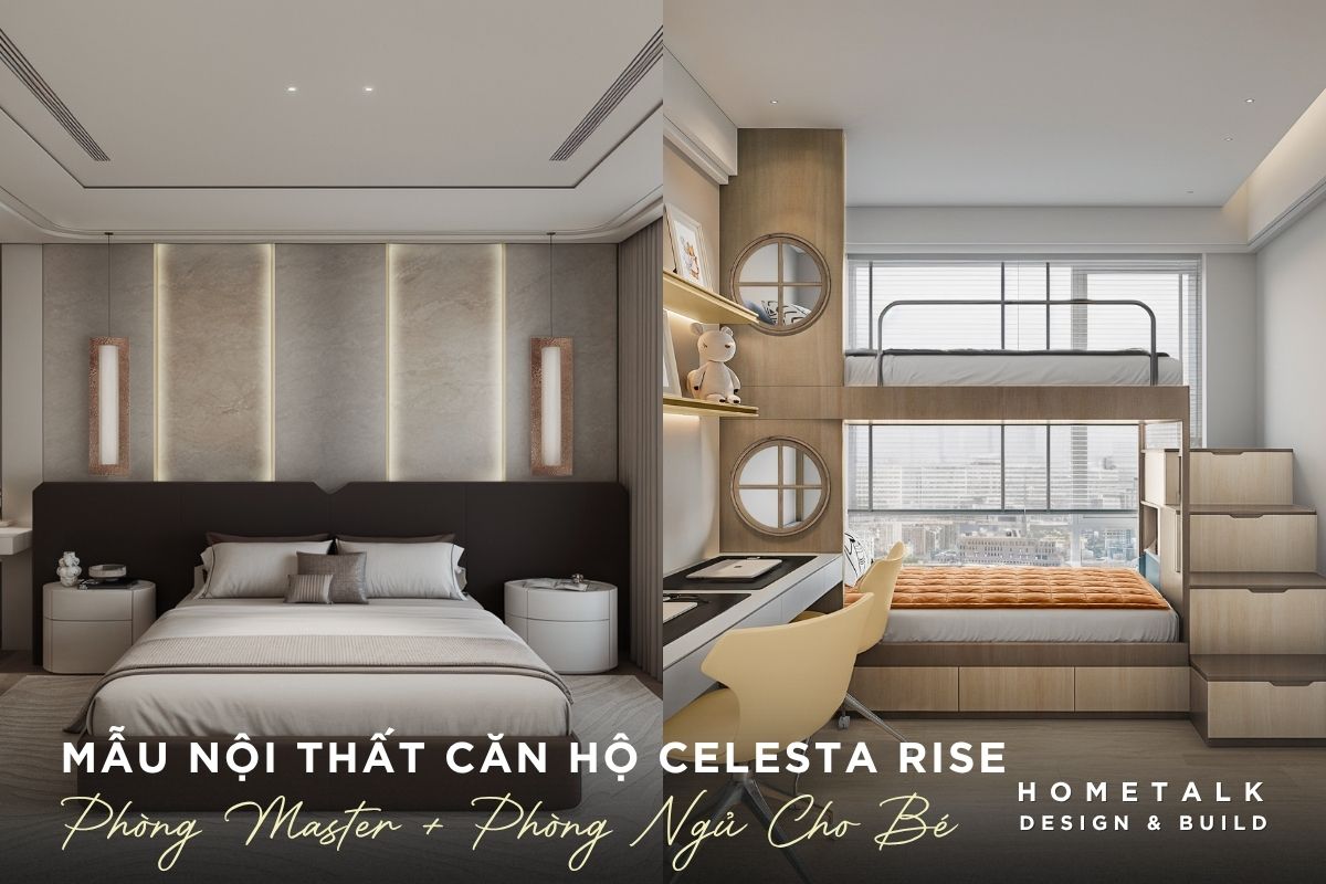 Mẫu thiết kế nội thất căn hộ Celesta Rise đẹp, gọn gàng và dễ ứng dụng 46 phong ngu master va cho tre duoc trang tri bang he den doc dao, khong gian sang mau