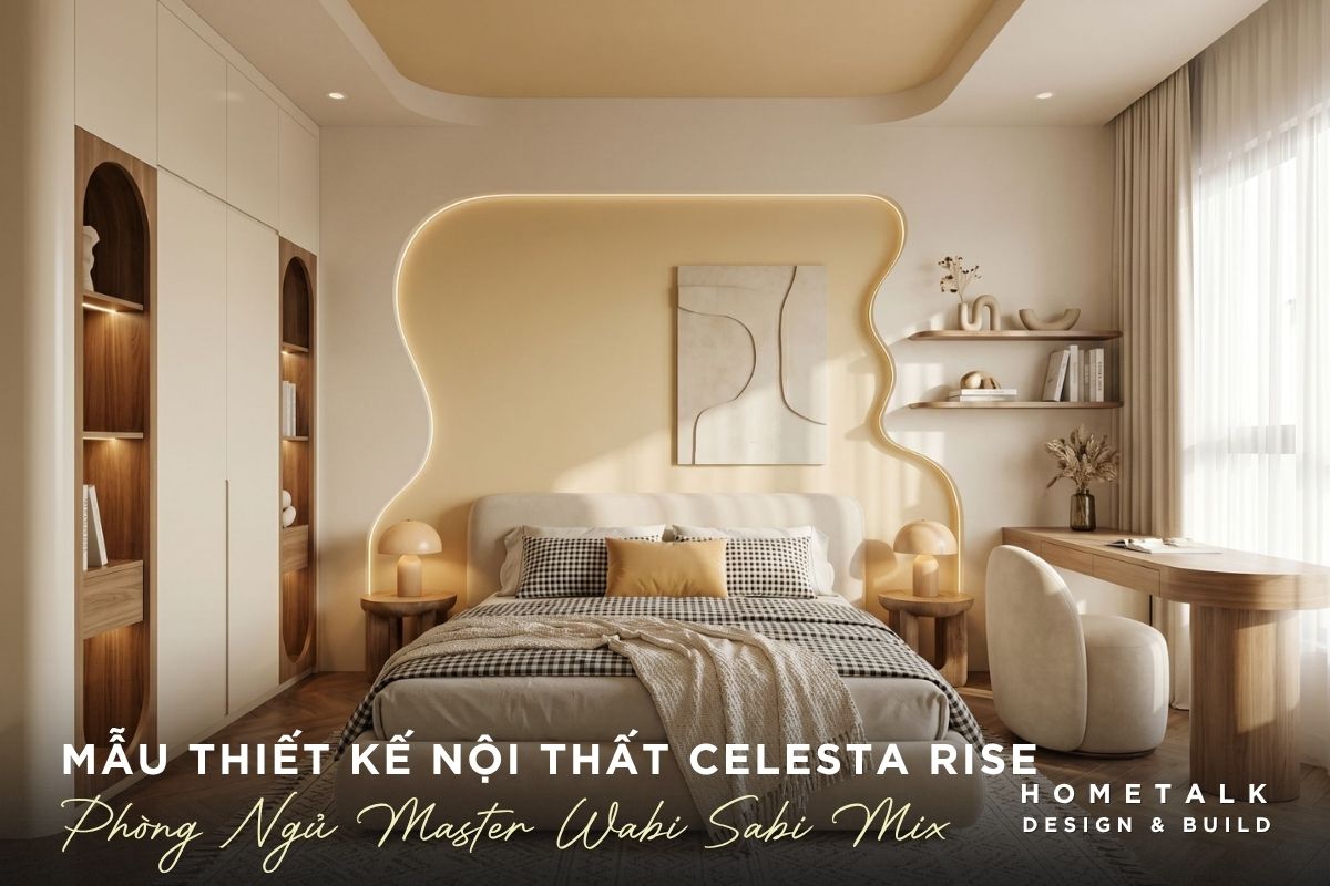 Mẫu thiết kế nội thất căn hộ Celesta Rise đẹp, gọn gàng và dễ ứng dụng 52 phong ngu mid century lay mau be lam nen de lam noi bat gam mau vang nhat thanh lich