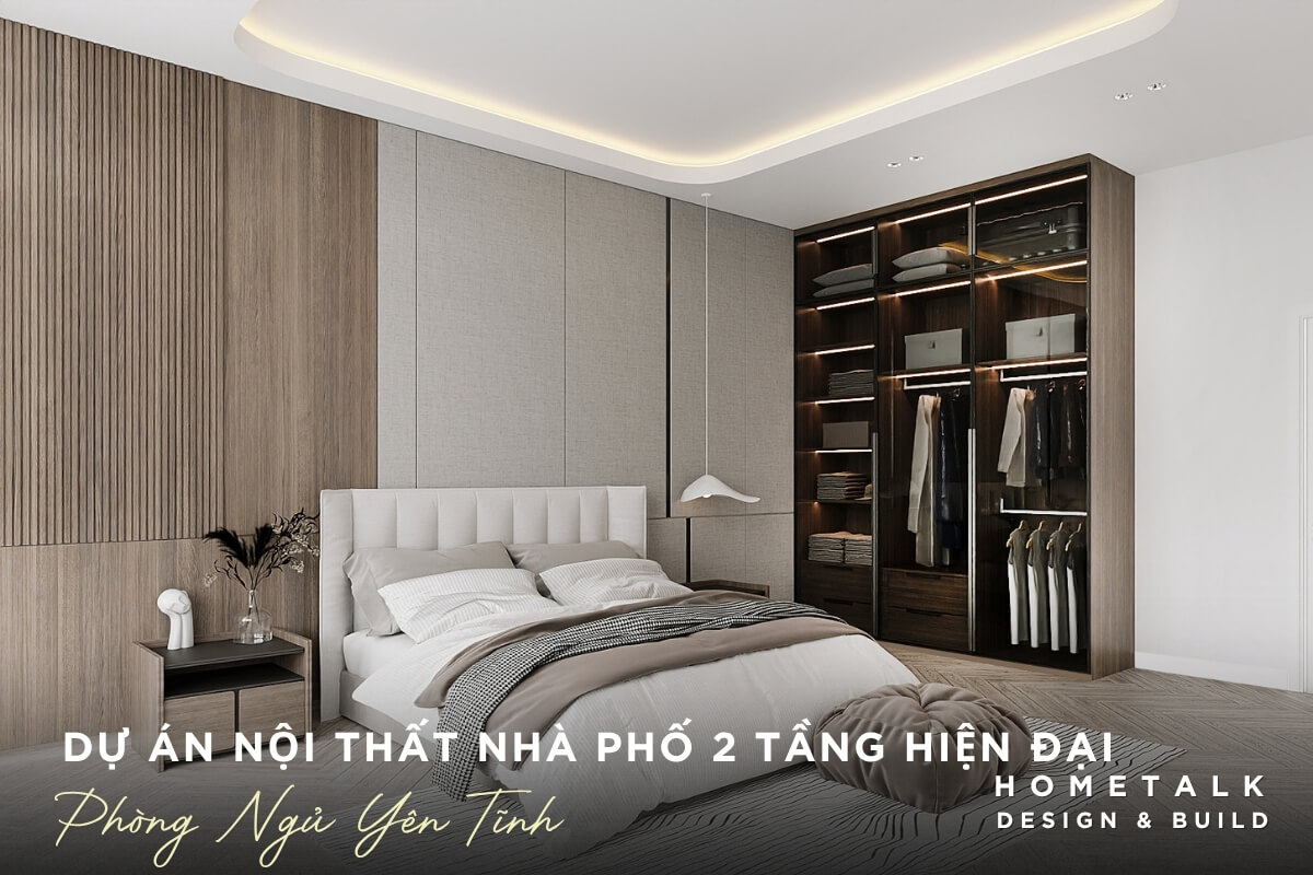Phòng ngủ rộng rãi được thiết kế tối giản, màu sắc nhẹ nhàng và sự sắp xếp hợp lý các vật dụng nội thất Phong ngu rong rai duoc thiet ke toi gian, mau sac nhe nhang va su sap xep hop ly cac vat dung noi that gop phan tao nen mot khong gian nghi ngoi thu thai va day du tien nghi