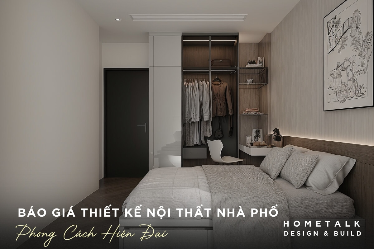 Báo giá thiết kế nội thất nhà phố phong cách hiện đại xu hướng cho năm 2026 Phong ngu theo phong cach Hien dai tien nghi, gon gang va mau sac trung tinh