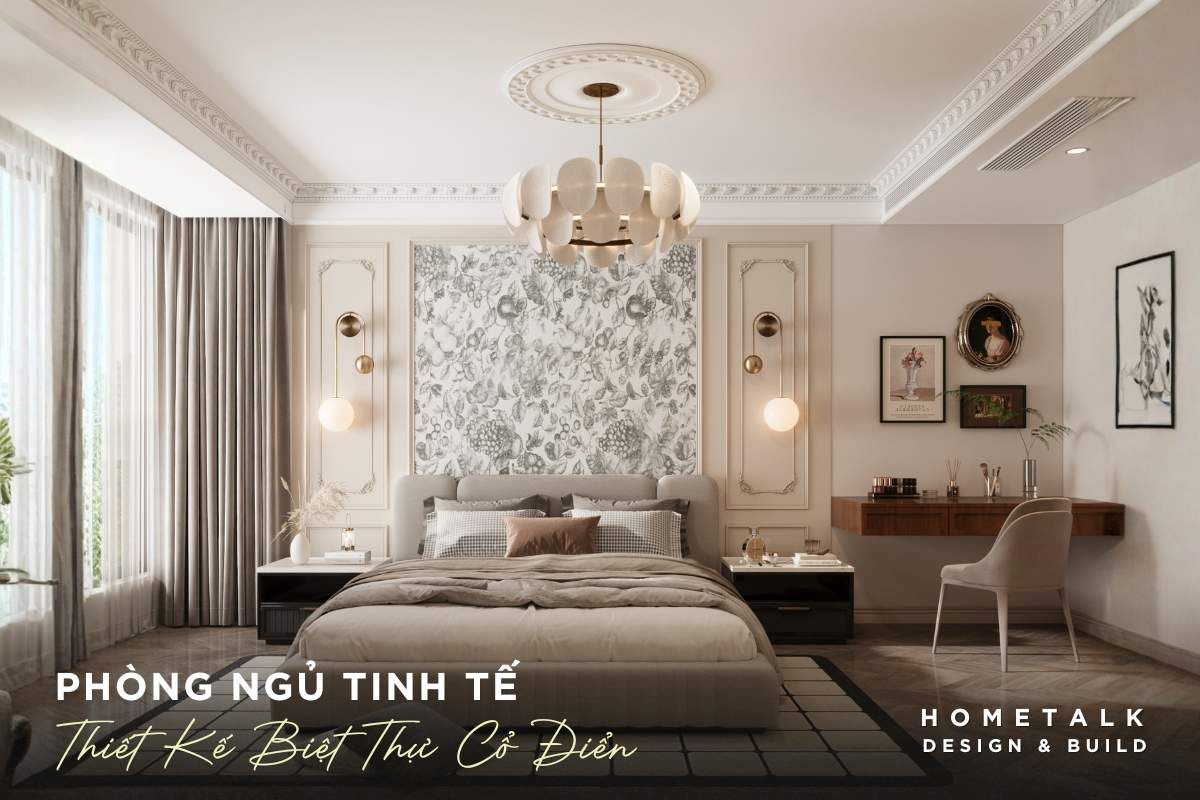 phong ngu tinh te mang dam thiet ke noi that biet thu phong cach co dien