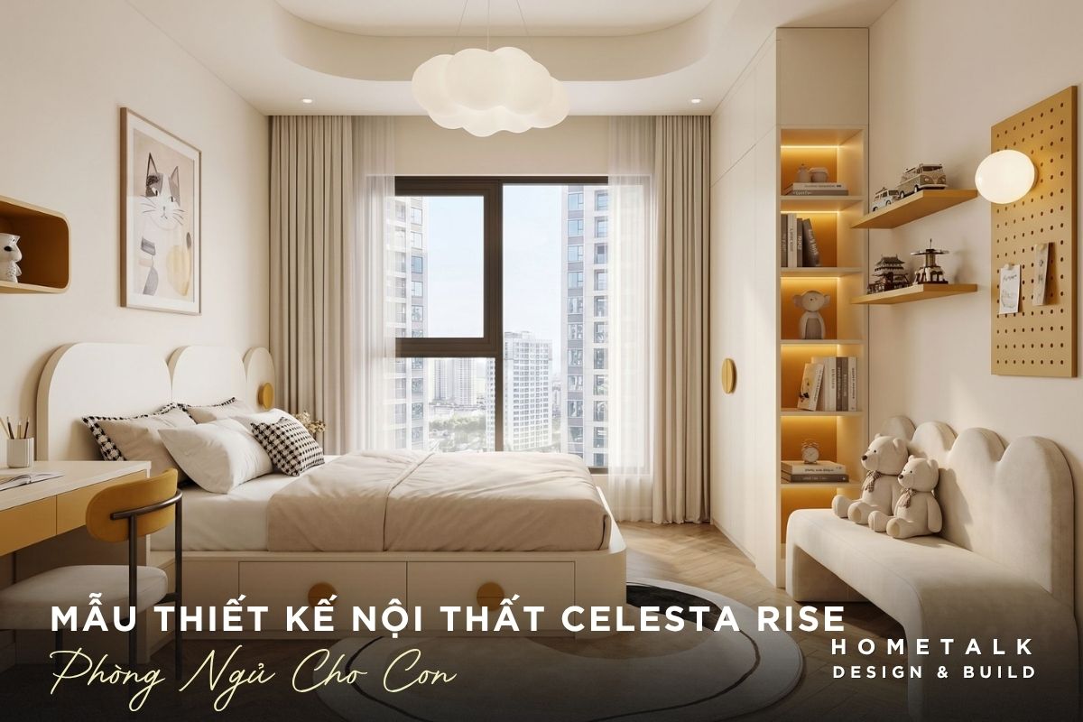 Mẫu thiết kế nội thất căn hộ Celesta Rise đẹp, gọn gàng và dễ ứng dụng 53 phong ngu tre em su dung bang mau sang, giuong tich hop hoc keo gon