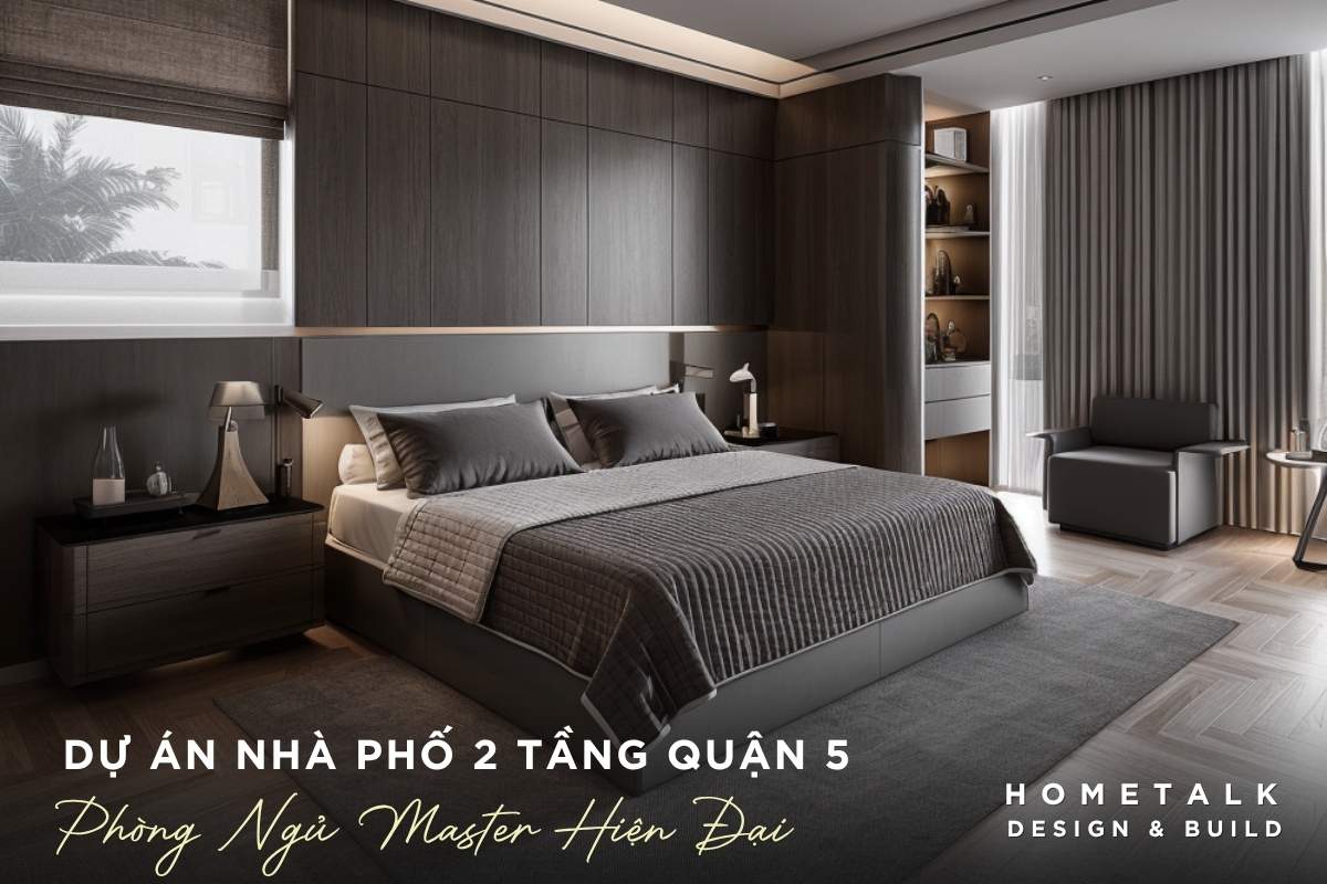 Công ty thiết kế thi công nội thất nhà phố quận 5 TPHCM chuyên nghiệp và uy tín 62 phong ngu trong can nha pho 2 tang phong cach toi gian lay gam mau xam lam chu dao