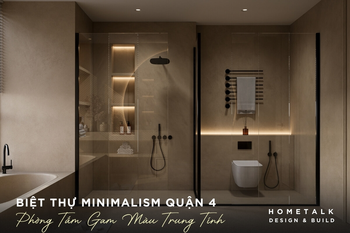 phong tam biet thu sang trong voi buong tam kinh lon duoc trang bi voi sen va cac thiet bi ve sinh hien dai, tao su tien nghi cho khong gian