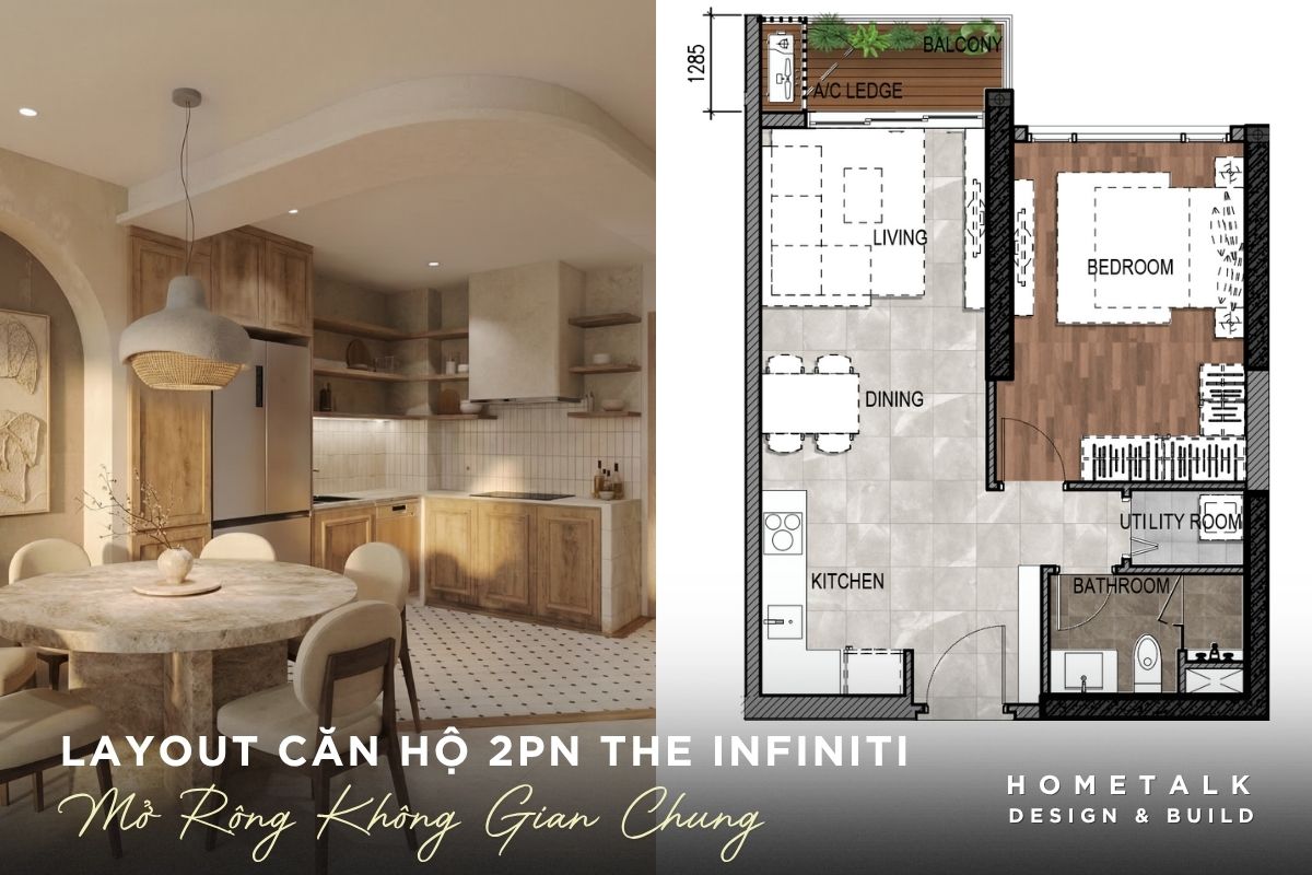 phuong an bo tri can ho 2 phong ngu mo rong khong gian chung