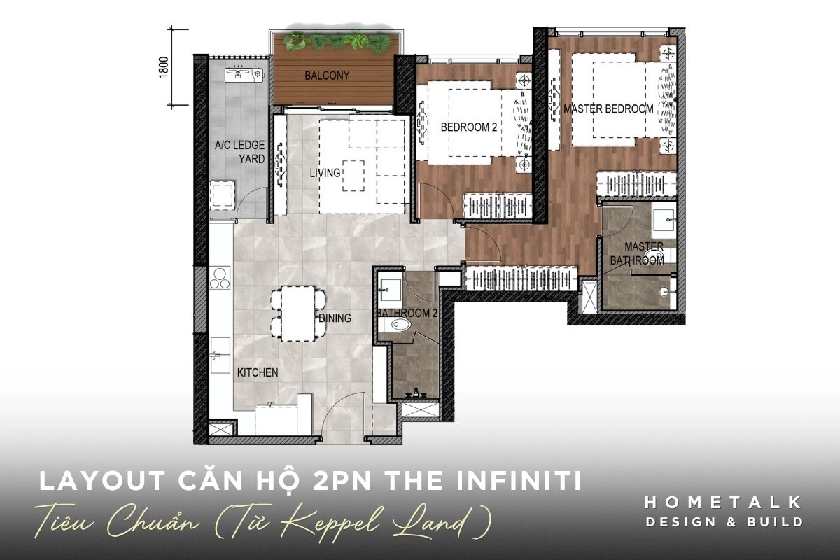 Phương án giữ nguyên layout căn hộ 2 phòng ngủ ban đầu từ Keppel Land phuong an giu nguyen layout can ho 2 phong ngu ban dau tu keppel land