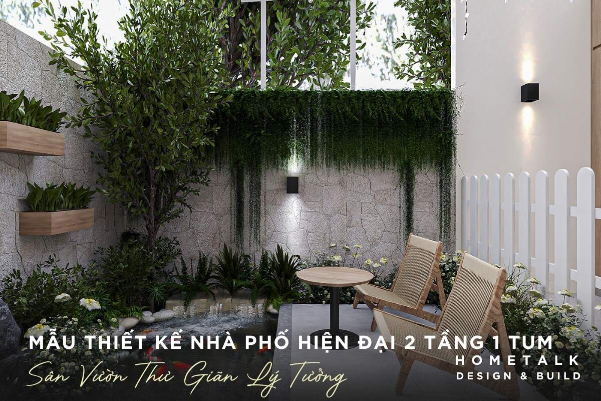 san vuon ly tuong de nghi ngoi va tan huong khong khi trong lanh trong mot can nha pho hien dai 2 tang 1 tum
