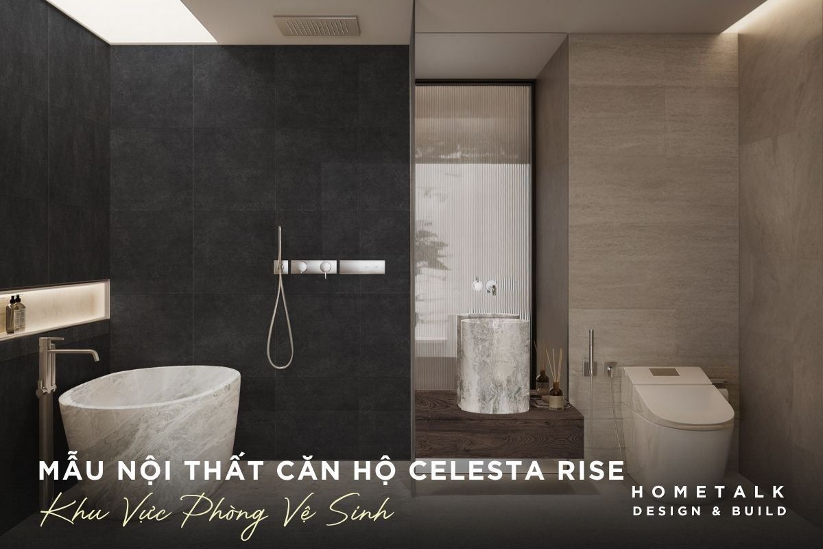 Mẫu thiết kế nội thất căn hộ Celesta Rise đẹp, gọn gàng và dễ ứng dụng 47 su dung vach ngan bang kinh de phan tach khu vuc tam va ve sinh