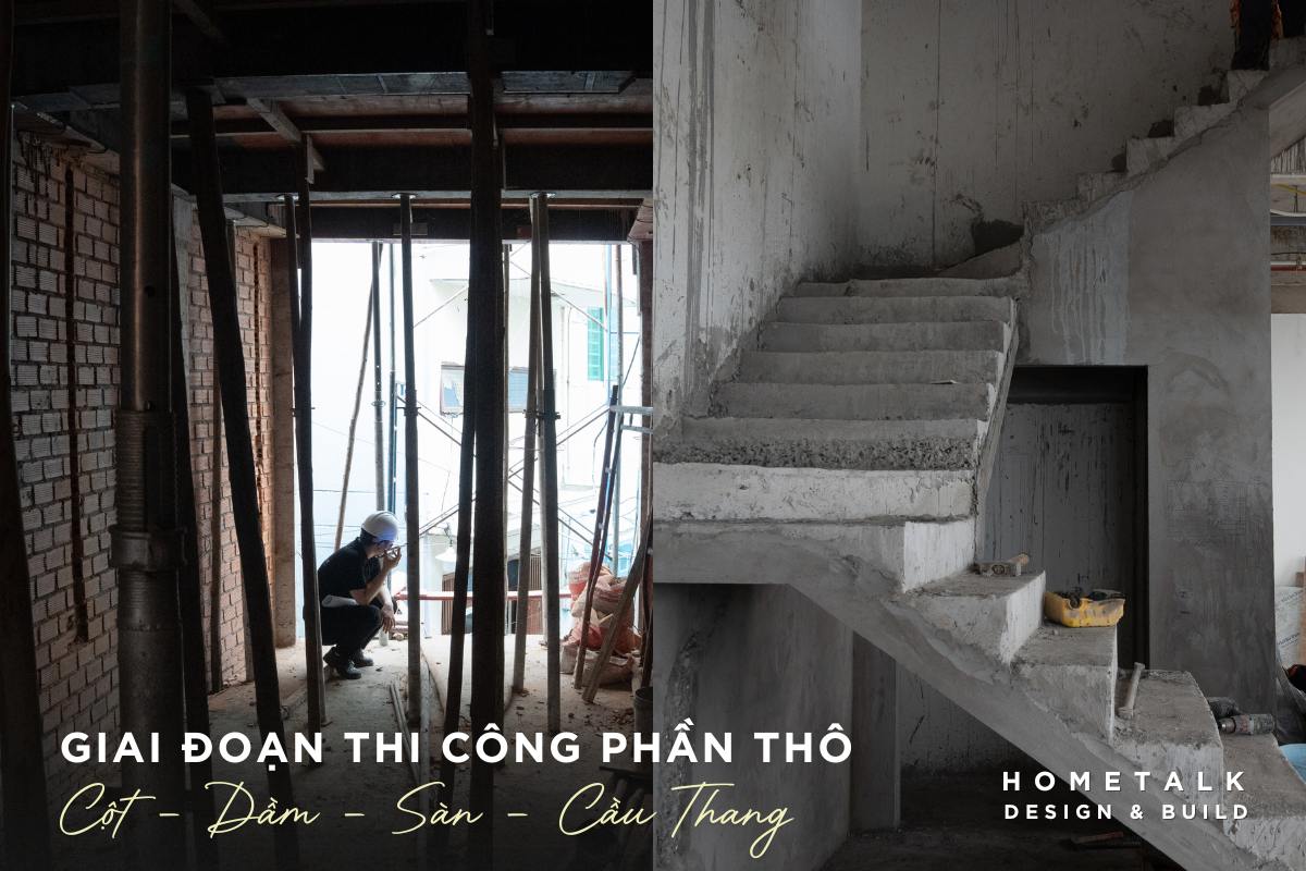 thi cong cot dam san cau thang lam hinh hai ngoi nha dan hien dien