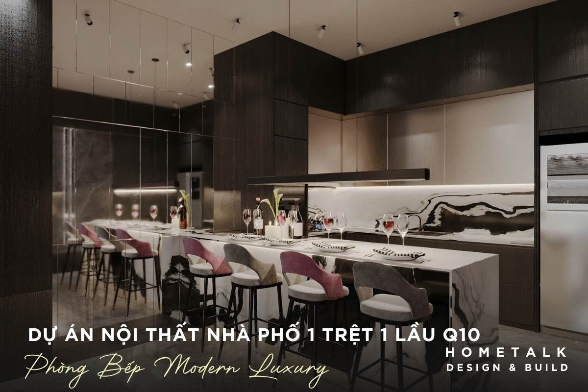 thi cong du an nha pho voi phong bep he tu bep am tuong va ban an duoc op da