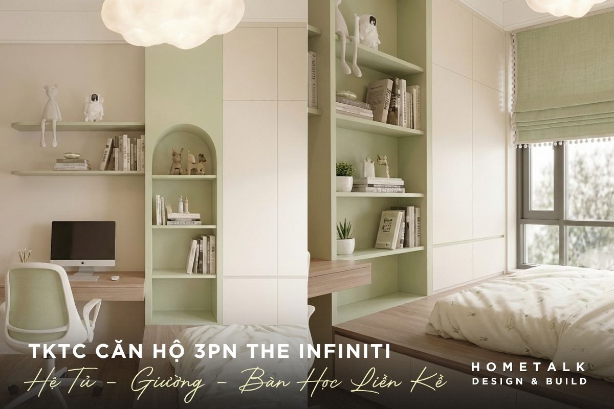 Thi công hệ thống tủ quần áo, bàn học và giường ngủ liền kề cho phòng ngủ con thi cong he thong tu quan ao ban hoc va giuong ngu lien ke cho phong ngu con