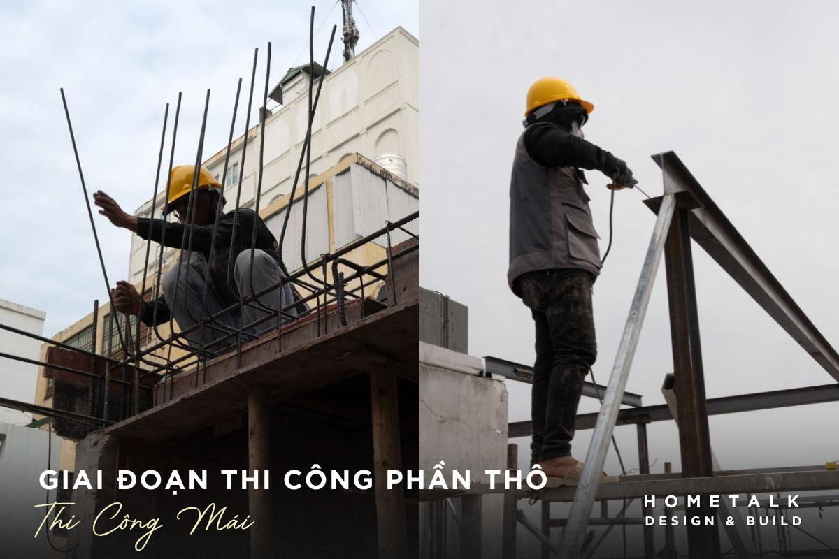 thi cong mai che chan cho ngoi nha can luu tam cap thoat nuoc