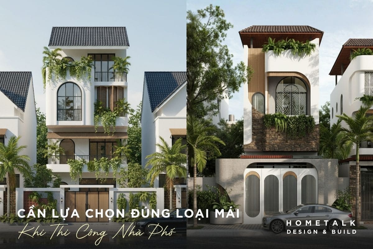 thi cong mai nha pho can lua chon dung loai mai va dam bao do doc thoat nuoc chuan