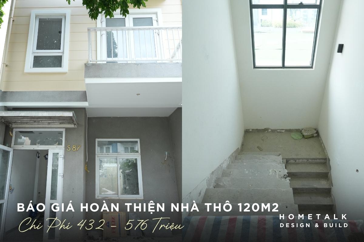 thi cong nha 120m2 phan hoan thien khoang 432 - 576 trieu tuy dien tich quy doi va vat tu