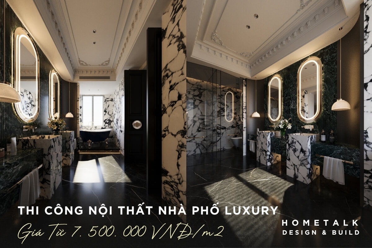 thi cong noi that nha pho phong cach luxury voi vat lieu da marble cao cap gia tu 7,5 trieu/m2