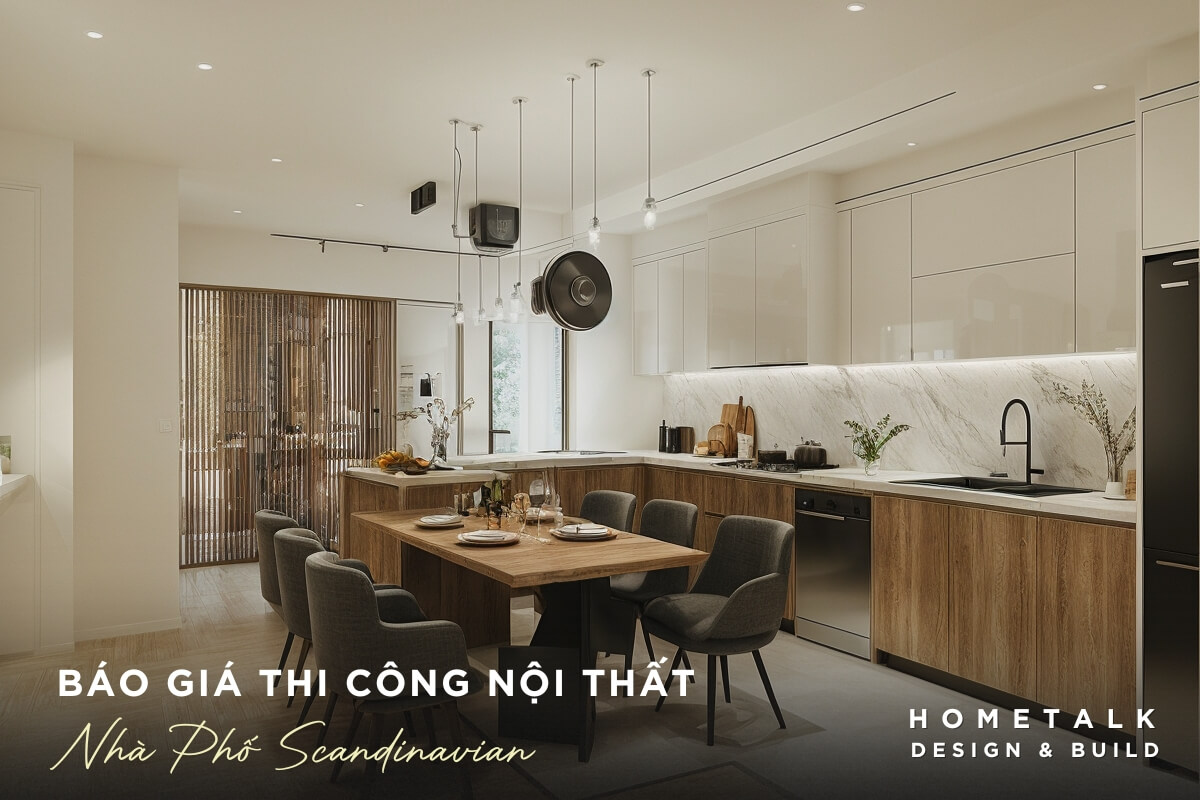Thi công nội thất nhà phố Scandinavian Ket qua sau khi hoan thanh thi cong noi that phong bep cho ngoi nha pho Bac Au