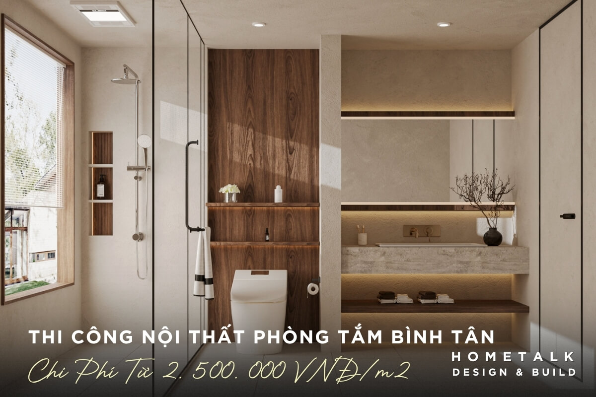 Thi cong noi that phong tam kinh hien dai tai Binh Tan voi voi buong tam kinh trong suot voi sen dung