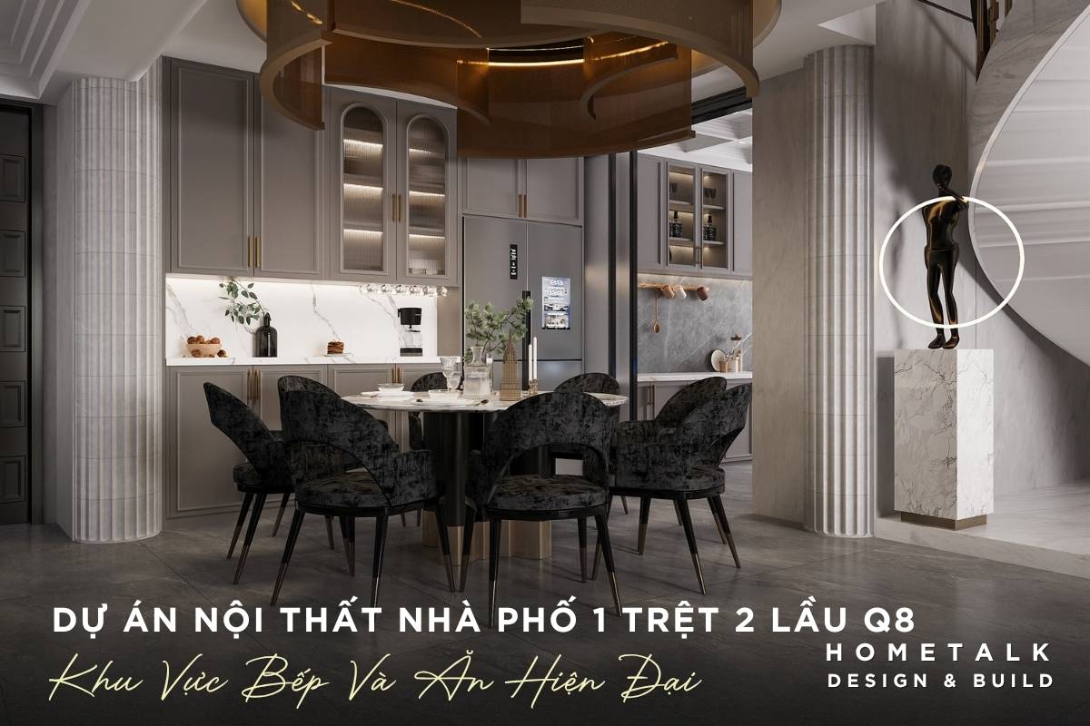 thiet ke bep lien ban an nha pho quan 8 mang phong cach hien dai voi gam mau xam trung tinh