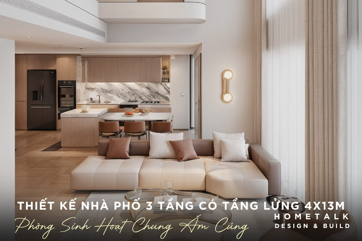 Thiết kế nhà phố 3 tầng có tầng lửng 4x13m với phòng sinh hoạt chung ấm cúng thiet ke nha pho 3 tang co tang lung 4x13m voi phong sinh hoat chung am cung tao su lien mach va rong rai