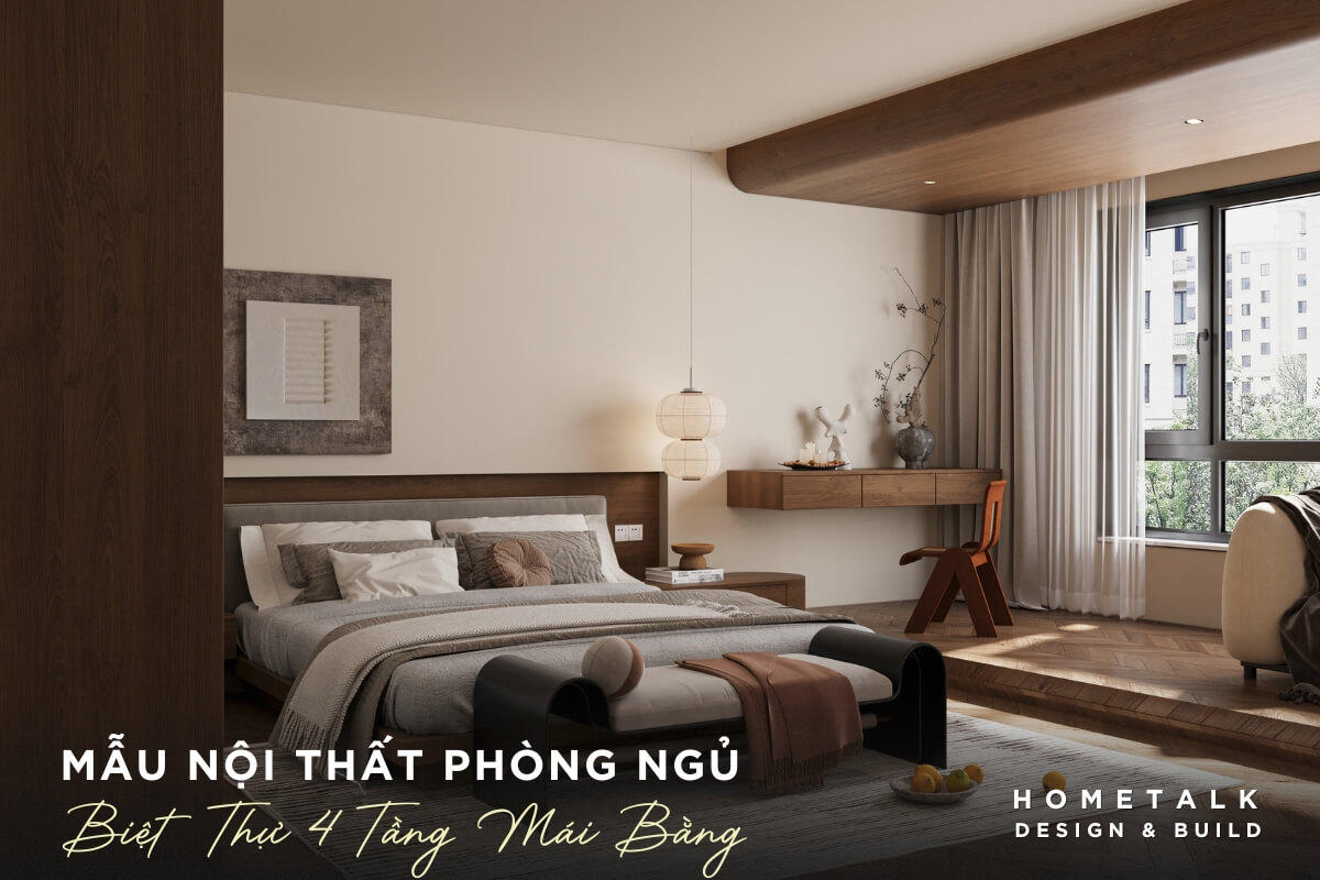 thiet ke noi that biet thu 4 tang mai bang co khong gian phong ngu rieng tu duoc bo tri tien nghi va thoai mai cho tung thanh vien
