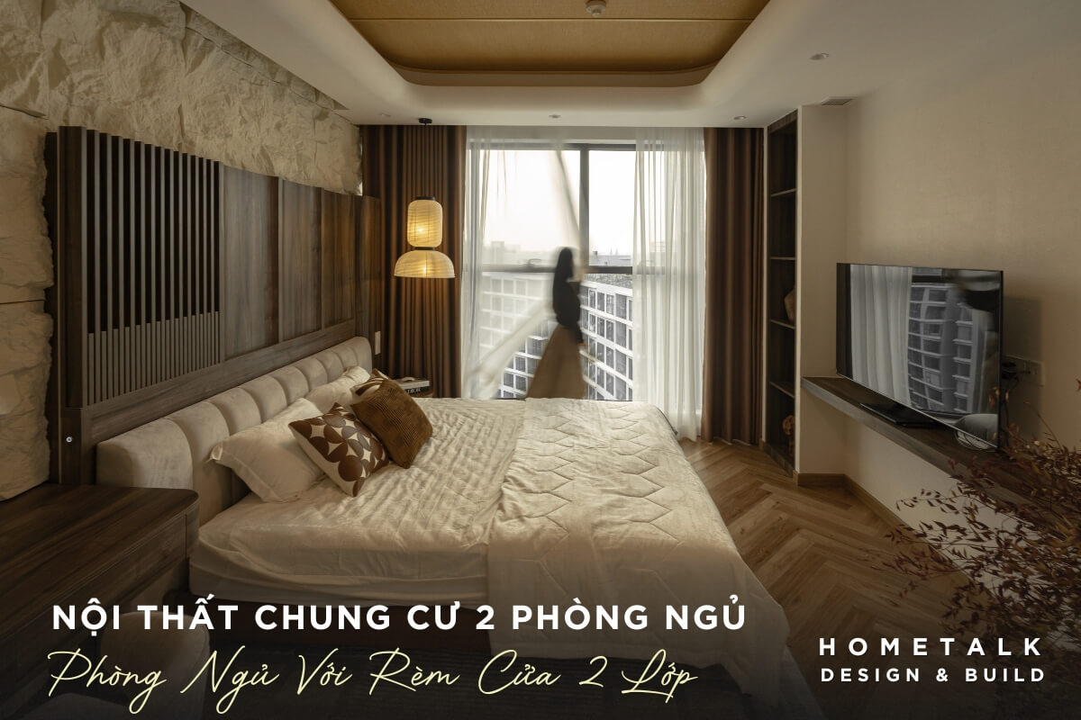 Thiết kế nội thất căn hộ 2 phòng ngủ tại Bình Thạnh sử dụng rèm cửa hai lớp voan trắng và vải dày giữ được sự riêng tư cho phòng ngủ thiet ke noi that can ho 2 phong ngu tai binh thanh su dung rem cua hai lop voan trang va vai day giu duoc su rieng tu cho phong ngu