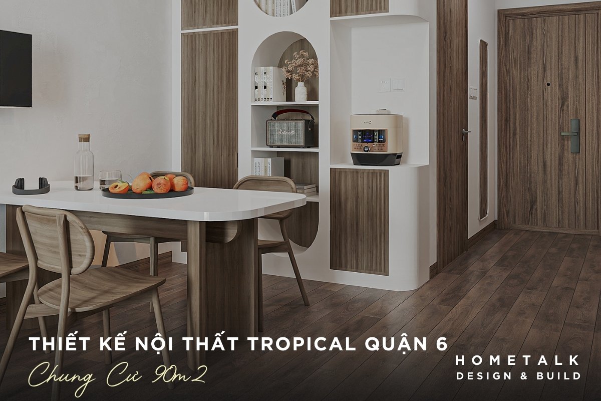 thiet ke noi that chung cu 90m2 quan 6 trang tri ban an voi binh gom su don anh nang mat troi am ap