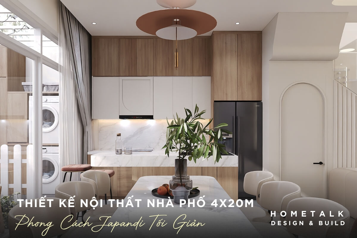 thiet ke noi that nha pho 4x20m tai quan 2 theo phong cach japandi toi gian
