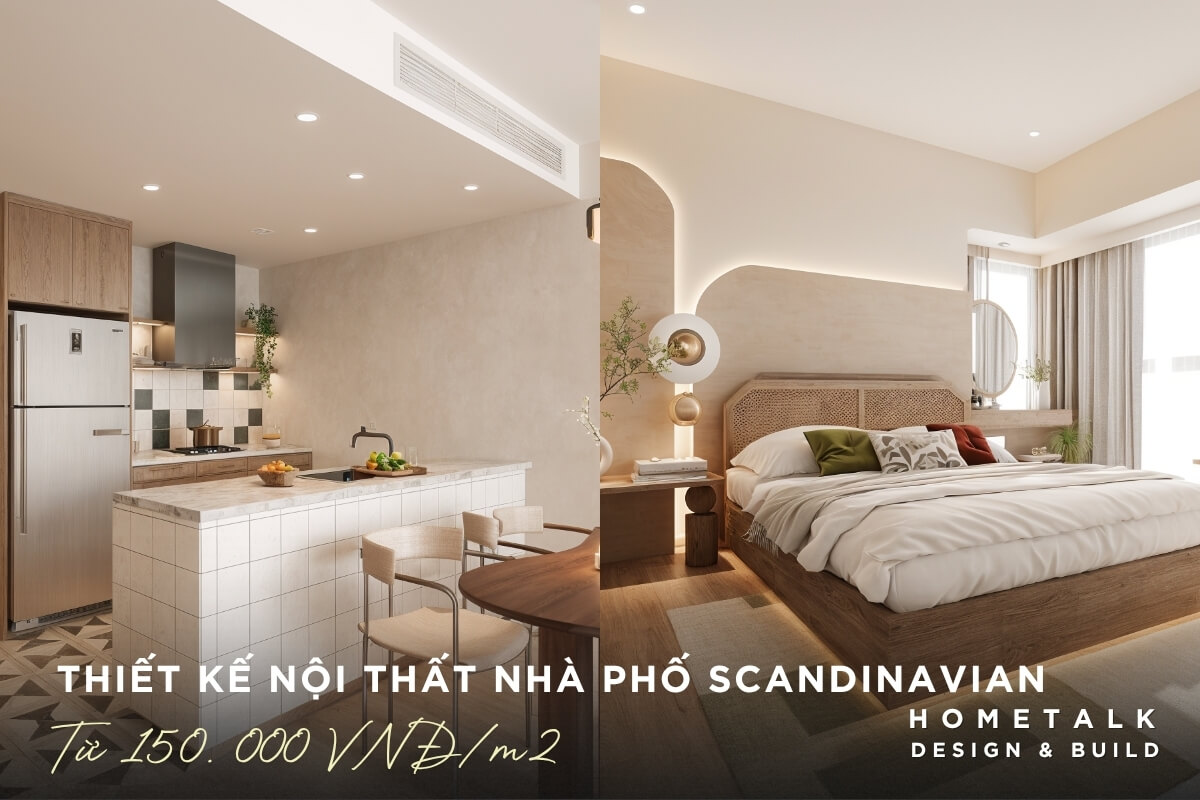 Thiet ke noi that nha pho Scandinavian voi tong mau sang va go tu nhien