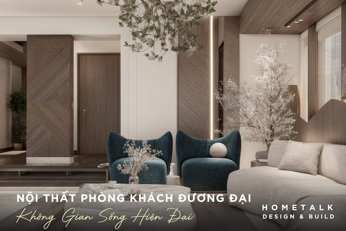 Thiết kế nội thất phòng khách đương đại với sofa lớn màu be nhạt Thiet ke noi that phong khach duong dai voi sofa lon mau be nhat, ban tra go toi mau mang lai ve sang trong va hien dai