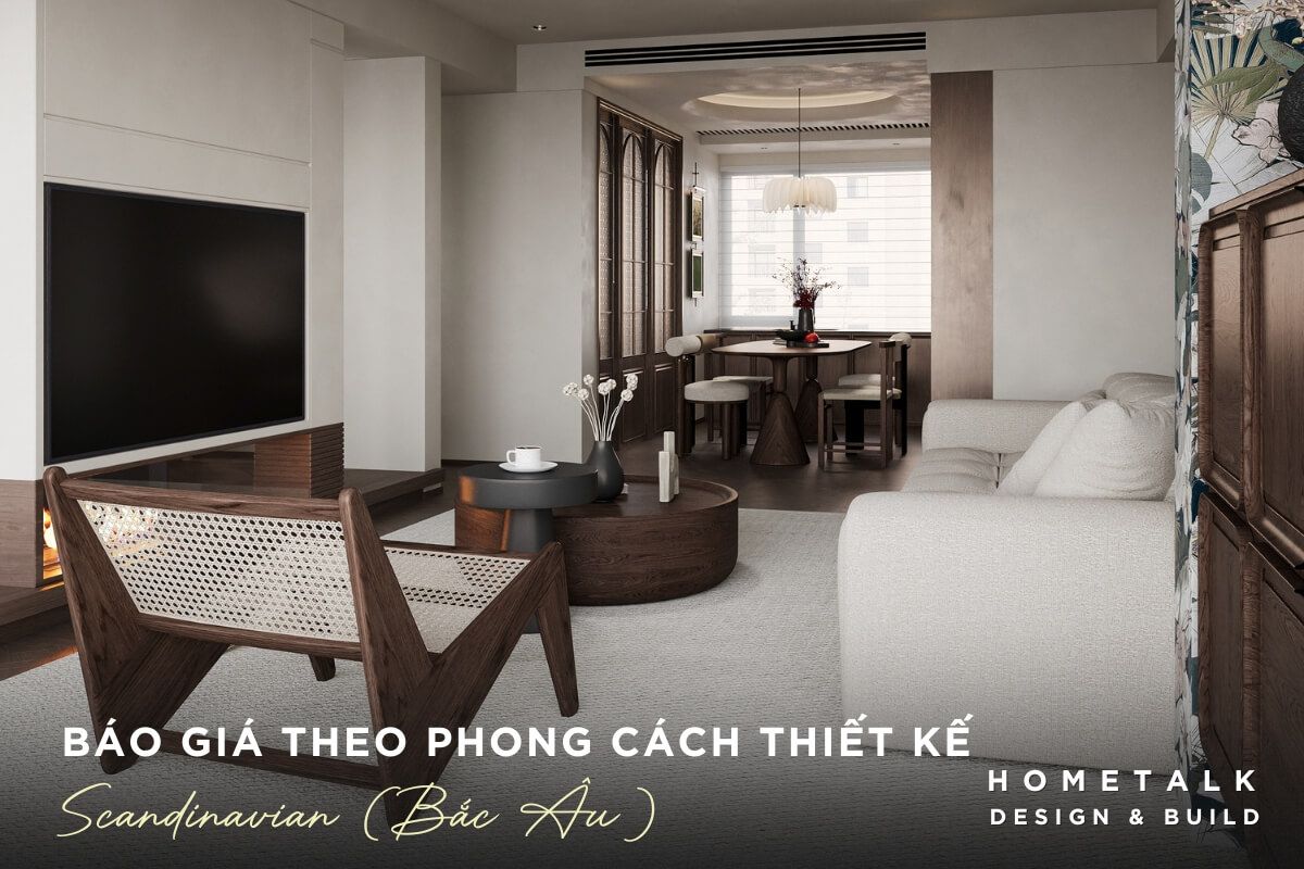 Thiet ke noi that phong khach phong cach Scandinavian voi gam mau trung tinh, tao cam giac am cung va gan gui