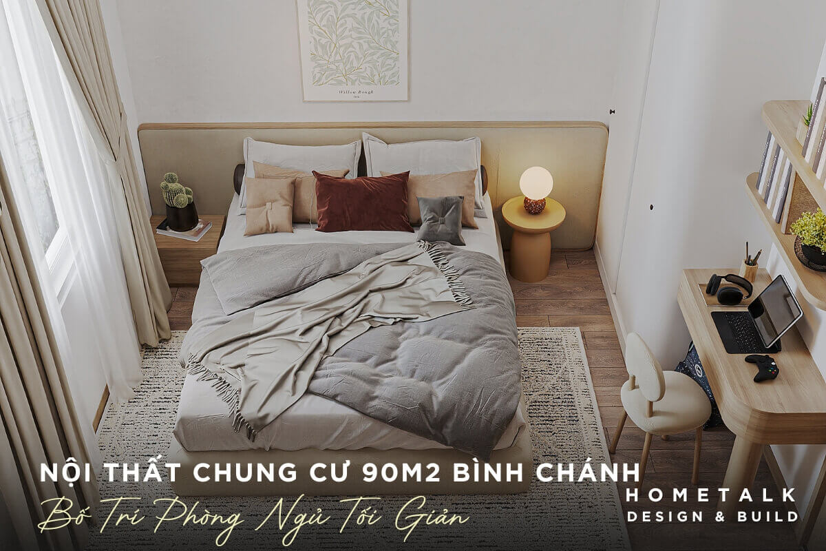 thiet ke noi that phong ngu bo tri yen tinh voi gam mau nhe nhang va noi that toi gian mang lai giac ngu sau va thu thai trong can ho 90m2 binh chanh