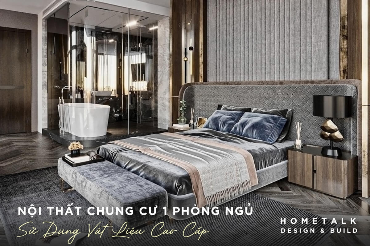 thiet ke noi that phong ngu can ho 1 phong ngu tan binh co su dung chat lieu cao cap nhu da vai nhung