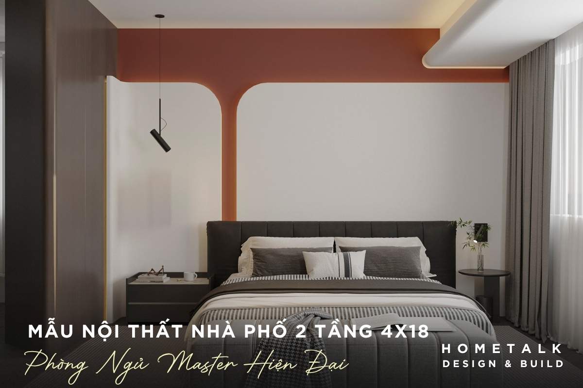 Công ty thiết kế thi công nội thất nhà phố quận 5 TPHCM chuyên nghiệp và uy tín 52 thiet ke noi that phong ngu nha pho su dung mang mau cam dat tao diem nhan nghe thuat