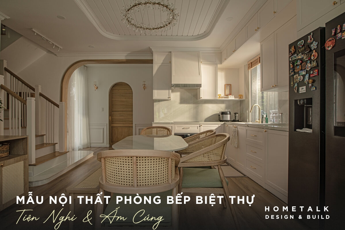 Thiết kế phòng bếp biệt thự Tân Phú tiện nghi, ấm cúng với tủ bếp gỗ Acrylic, kết hợp với đảo bếp và quầy bar mini thiet ke phong bep biet thu tan phu tien nghi am cung voi tu bep go acrylic ket hop voi dao bep va quay bar mini