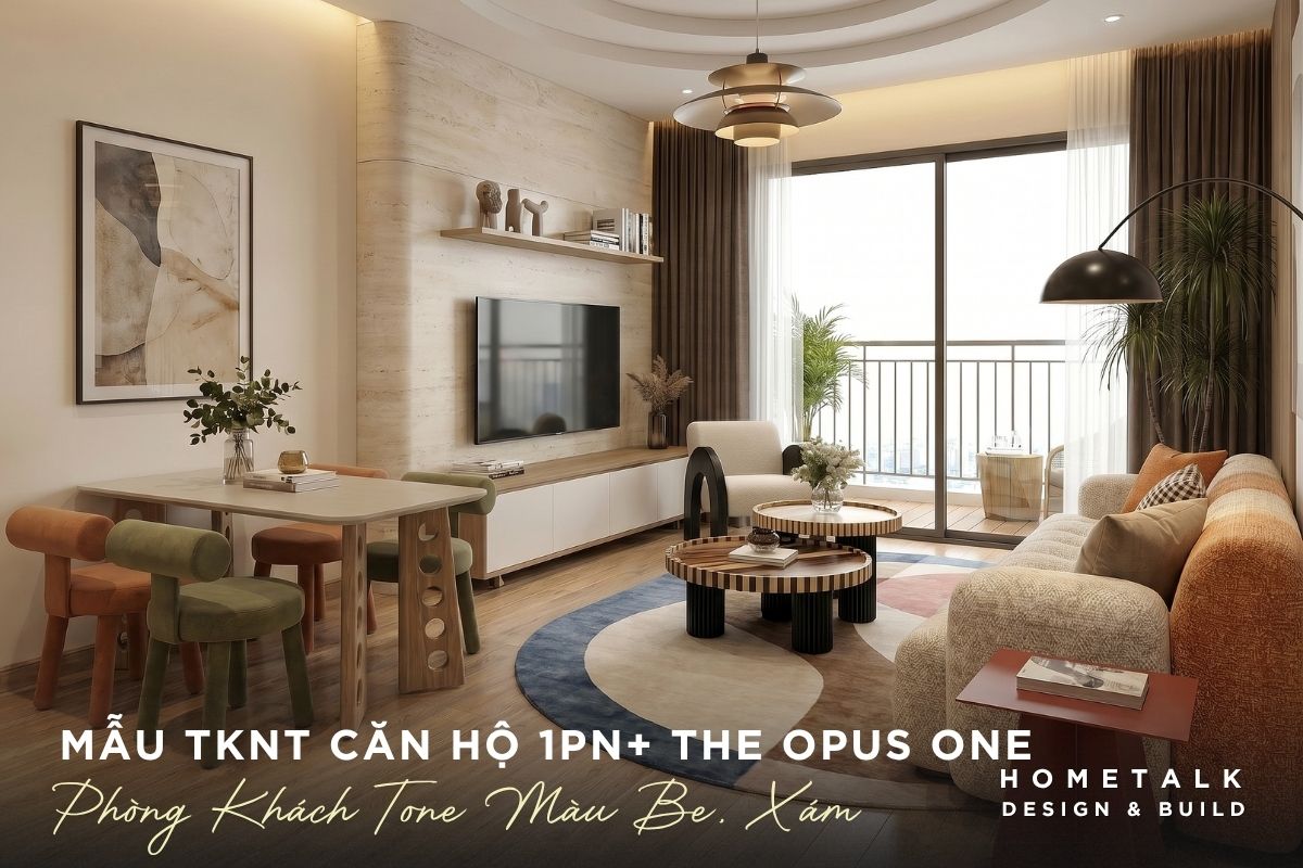 Thiết kế phòng khách căn hộ 1PN + The Opus One ấm áp với tone màu be, xám và đồ gốm decor thiet ke phong khach can ho 1pn the opus one am ap voi tone mau be xam va do gom decor