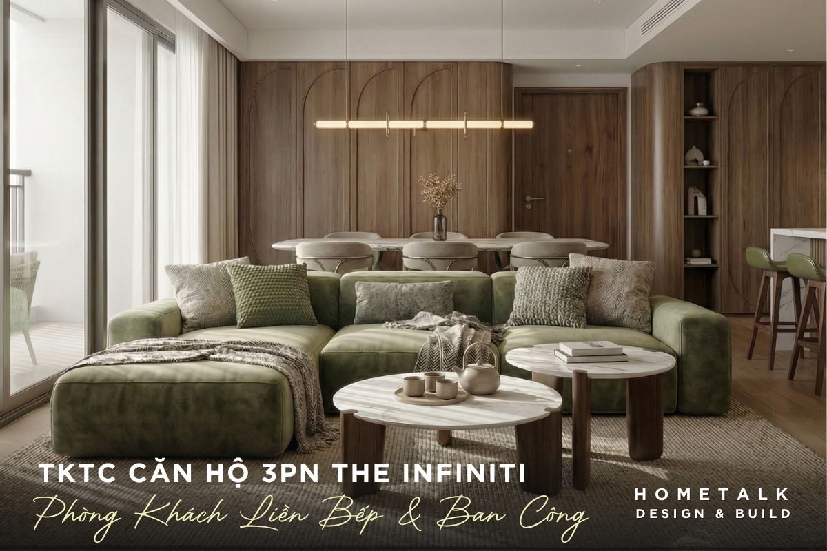 Thiết kế phòng khách căn hộ 3PN The Infiniti thiet ke phong khach can ho 3pn the infiniti nam lien bep va ban cong nhieu anh sang tu nhien
