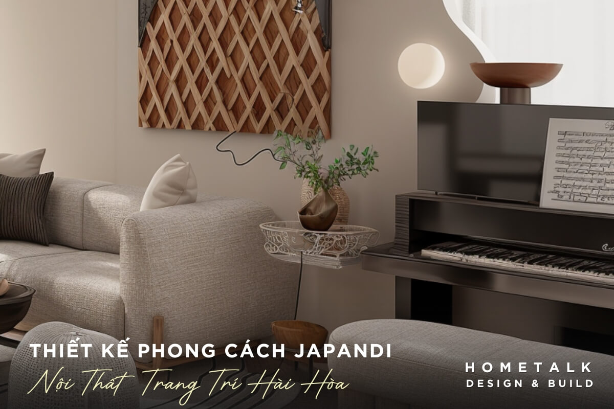 Thiết kế phòng khách Japandi với nội thất sofa màu be, tranh nghệ thuật ốp gỗ đan chéo, đàn piano digital đen tạo nên không gian bình yên Thiet ke phong khach Japandi voi noi that sofa mau be, tranh nghe thuat op go dan cheo, dan piano digital den tao nen khong gian binh yen, thanh lich