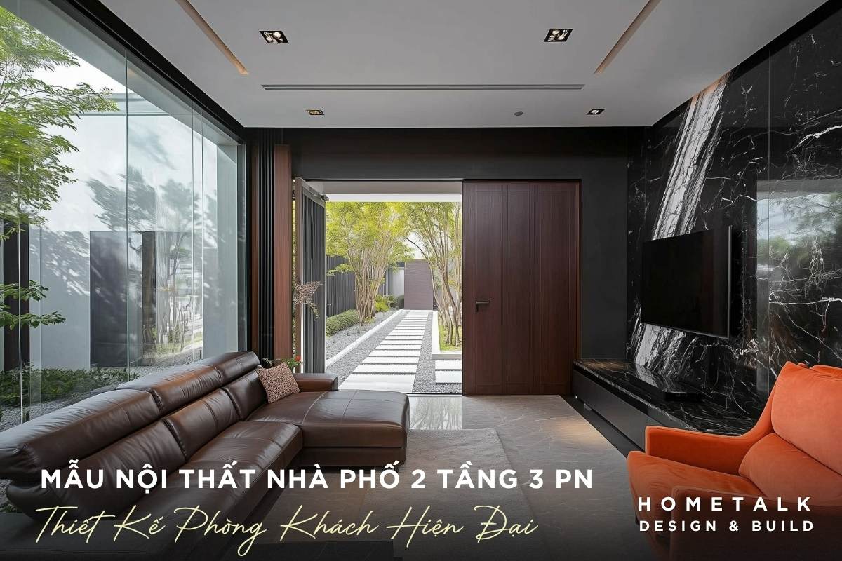 thiet ke phong khach nha pho hien dai quan 10 voi khong gian mo ket noi khu vuc san vuon