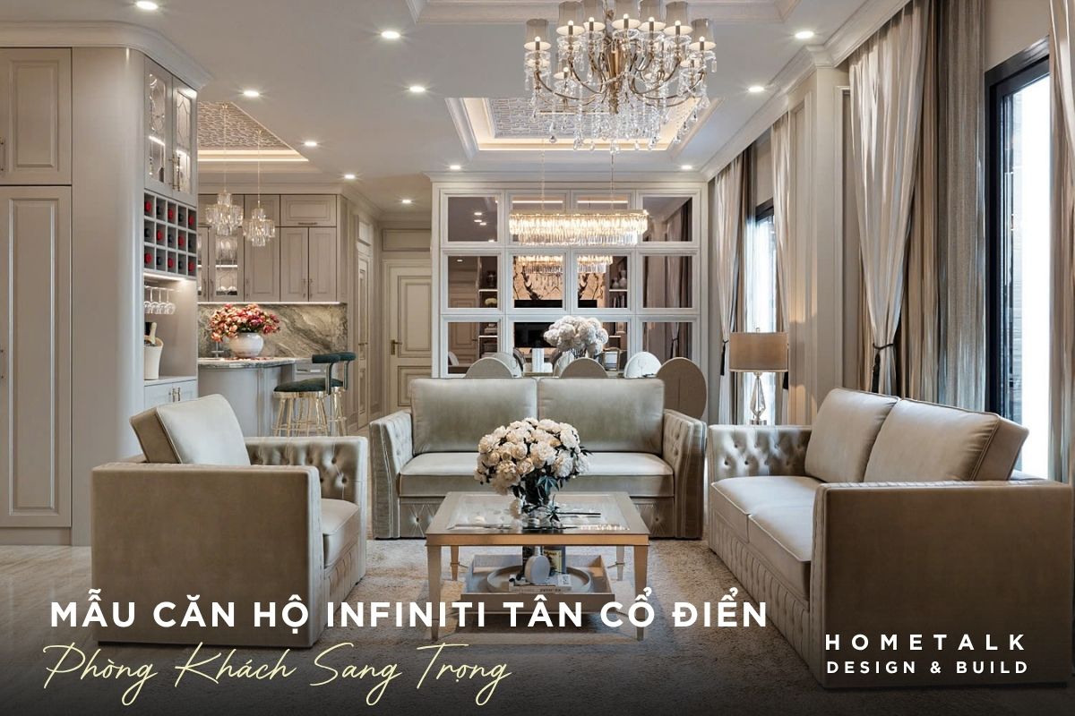 thiet ke phong khach tan co dien sang trong voi phao chi sofa da tone mau be