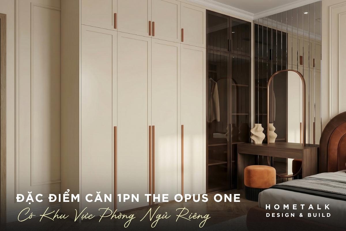 thiet ke phong ngu can ho 1pn the opus one nen uu tien giuong, tu ao cao kich tran