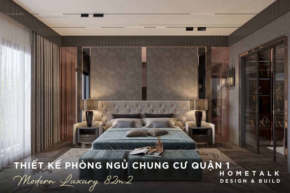 Thiết kế phòng ngủ chung cư 82m2 tại quận 1 theo phong cách Modern Luxury với vật liệu ánh kim thiet ke phong ngu chung cu 82m2 tai quan 1 theo phong cach modern luxury voi vat lieu anh kim